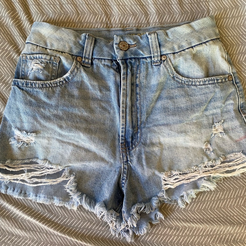 Rewash Blue Jean Shorts High-Waisted Distressed